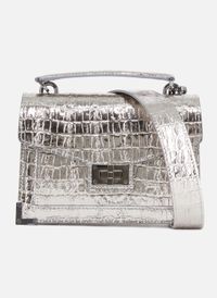 The Kooples - Sac emily small en cuir effet crocodile - Taille Unique - Gris