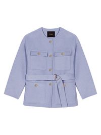 Women's Belted Short Coat - Blue - Size 10