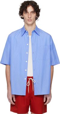 AURALEE Blue Suvin High Count Cloth Stripe Shirt
