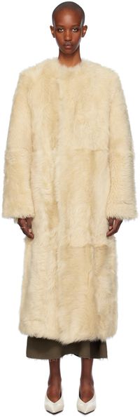 TOTEME Manteau beige en peau retournée