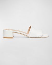 Cayman Linen Block-Heel Mule Sandals