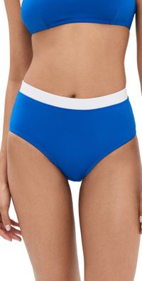 STAUD Devon High Rise Bikini Bottoms Sapphire/White S