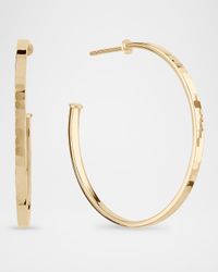 33mm Hollow Flash Textured Hoop Earrings in 14K Yellow Gold