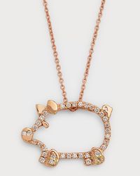18K Rose Gold Diamond Pig Pendant Necklace
