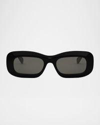Bold 3 Dots Acetate Rectangle Sunglasses