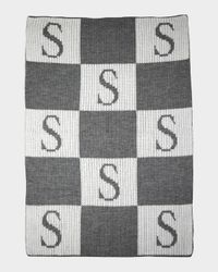 Personalized Check Colorblock Baby Blanket, Gray