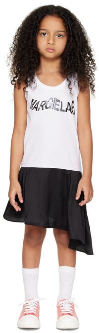MM6 Maison Margiela Kids Black & White Asymmetric Dress