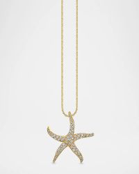 14K Pave Large Starfish Pendant on Heavy Tiffany Chain Necklace