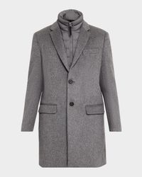 Men's Wool Topcoat with Removable Down Bib