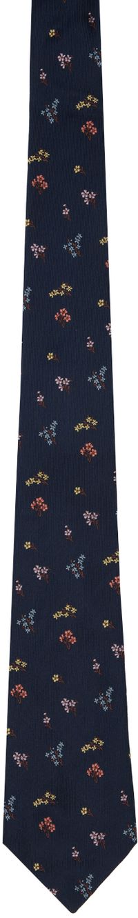 Paul Smith Navy Flowers Tie
