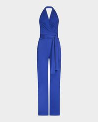 Delia Deep V-Neck Jersey Halter Jumpsuit