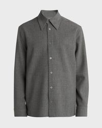 Men's Studded-Collar Wool Button-Down Shirt