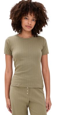 Leset Pointelle Slim Fit Tee Cypress XS