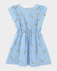 Girl's Pinstripe Paperclip-Print Dress, Size 2-5