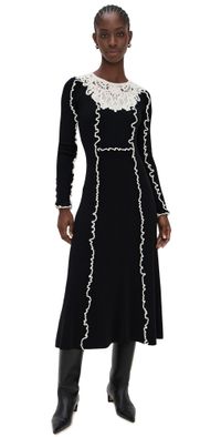 Sea Vania Lace Midi Knit Dress Black XS