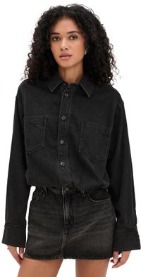Good American Denim Shirt Dress Black389 S