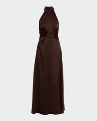 Jocelyn Satin Tie-Front Maxi Dress