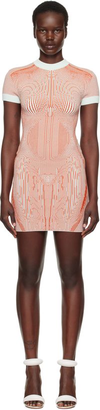 Jean Paul Gaultier Orange & Green 'The Morphing Pinstripes Jacquard' Minidress