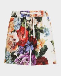 Floral Bouquet Creton Drawstring Shorts