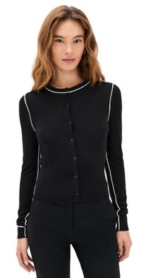 St. Agni Wool Fine Line Cardigan Black/Off White XXS