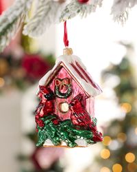 Holly Perch Birdhouse Christmas Ornament