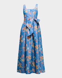 Wren Bow Floral-Print Midi Dress