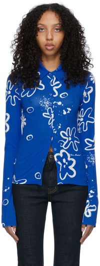 OPEN YY SSENSE Exclusive Blue Polyester Shirt