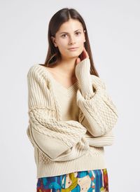 Mes Demoiselles - Pull ample Col V - Taille 1 - Beige