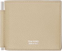 TOM FORD Beige Grain Leather Money Clip Wallet