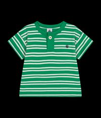 Petit Bateau - Tee-shirt manches courtes rayé en coton - Taille 36M - Vert