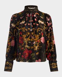 Marion Floral Mock-Neck Blouse