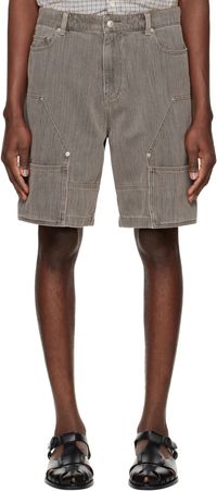 System Gray Colored Denim Shorts