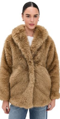 Z Supply Logan Faux Fur Coat Mink L