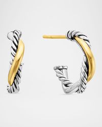 Petite Infinity Huggie Earrings in Silver with 14K Gold, 2.9mm, 0.1"L