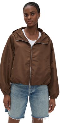 Citizens of Humanity Cropped Nylon Windbreaker Brown L