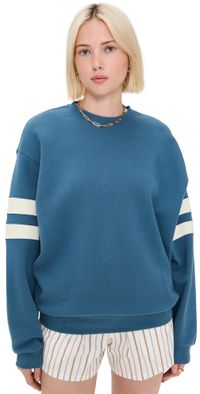 Clare V. Oversized Varsity Sweatshirt Desert Blue w/ Cream XS