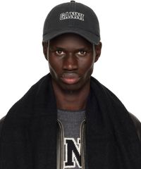 GANNI Casquette noire à logo brodé