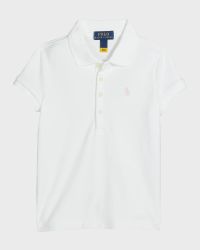 Girl's Logo Embroidered Short-Sleeve Polo Shirt, Size 2-6X