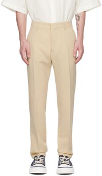 AMI Paris Beige Cigarette Fit Trousers