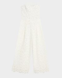 Rebecca Strapless Corded Lace Wide-Leg Jumpsuit