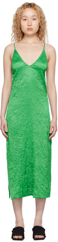 GANNI Robe midi verte à fentes