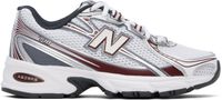 New Balance White & Burgundy 740 Sneakers
