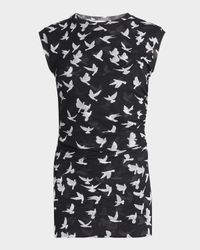 Mesh Flying Bird Haze Ruched Top