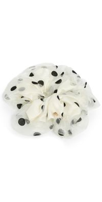 Lele Sadoughi Oversized Polka Dot Scrunchie Ivory One Size