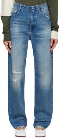 MM6 Maison Margiela Blue Straight-Leg Jeans