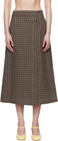 mfpen Brown Classic Wrap Midi Skirt