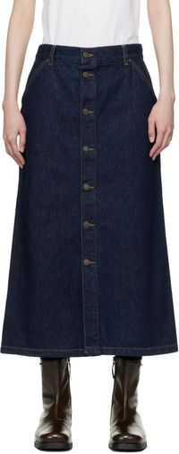 Carhartt Work In Progress Blue Marvin Denim Midi Skirt