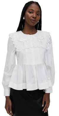 English Factory Big Collar Poplin Shirt Blouse White L