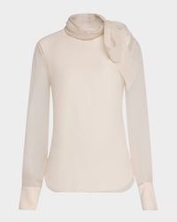 Monili Neck-Scarf Organza Long-Sleeve Top