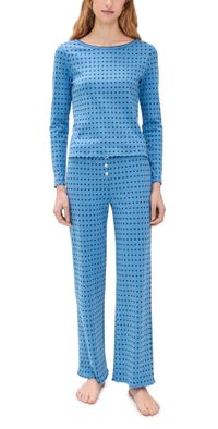 Cozyland by Morgan Lane Ellie Pajama Set in Floating Hearts Indigo P